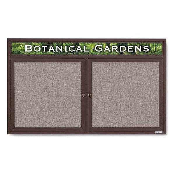 Corkboard, Hdr, Fbrc, Brnz/Prl, 2 Dr, 60x36"