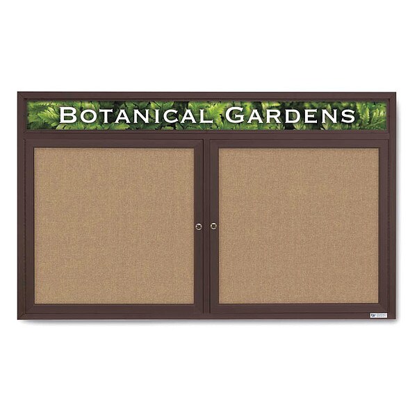 Corkboard, Hdr, Fbrc, Brnz/Buff, 2 Dr, 60x36"