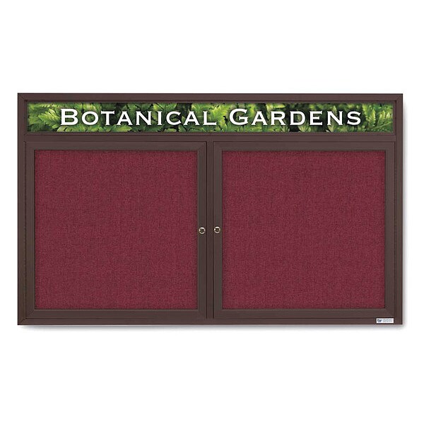 Corkboard, Hdr, Fbrc, Brnz/Burg, 2 Dr, 60x36"