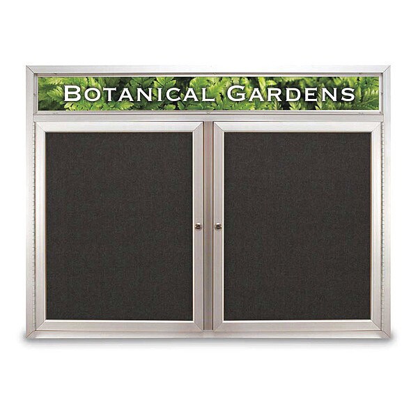Corkboard, Hdr, Fbrc, 2 Dr, Satin/Blk, 48x36"