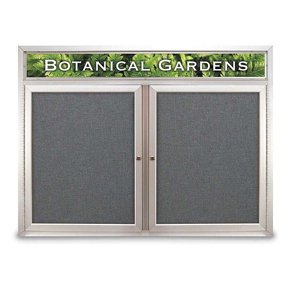 Corkboard, Hdr, Fbrc, 2 Dr, Satin/Gry, 48x36"