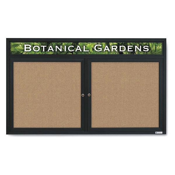 Corkboard, Hdr, Fbrc, Blk/Buff, 2 Dr, 60x36"