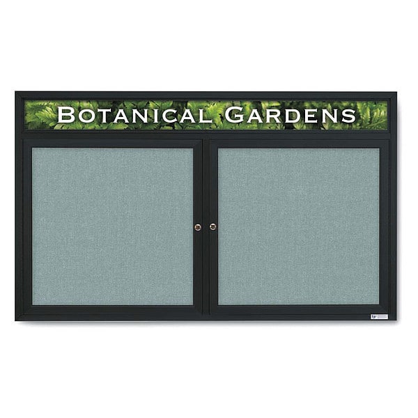 Corkboard, Headr, Fbrc, Blk/Cld, 2 Dr, 60x36"
