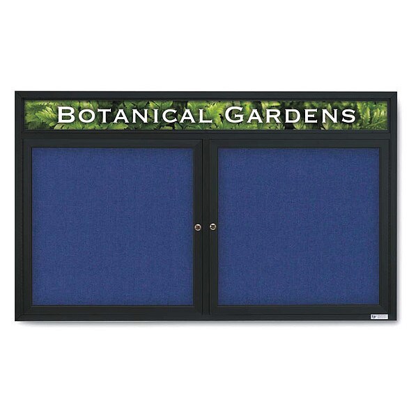 Corkboard, Hdr, Fbrc, Blk/Cobac, 2 Dr, 60x36"