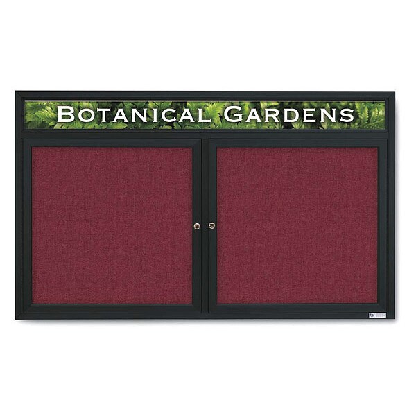 Corkboard, Hdr, Fbrc, Blk/Burg, 2 Dr, 60x36"