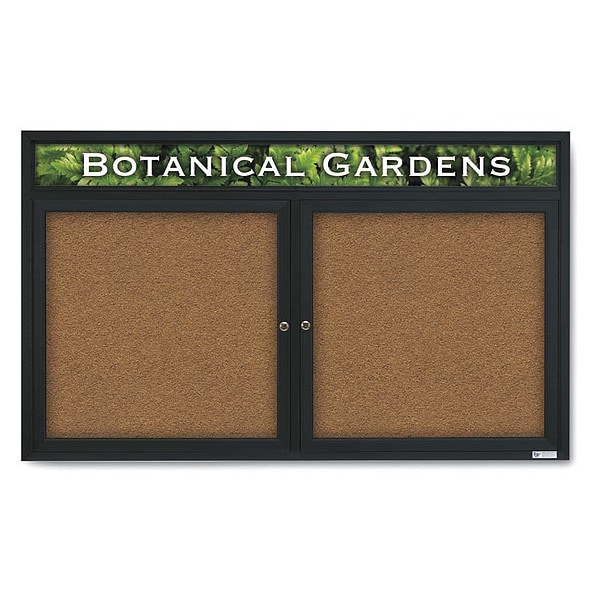Corkboard, Header, Blk, Forbo, 2 Door, 60x36"