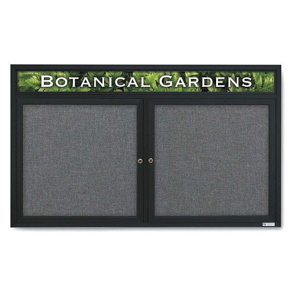 Corkboard, Headr, Fbrc, Blk/Gry, 2 Dr, 60x36"