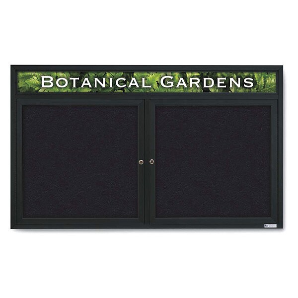 Corkboard, Header, Blk, Rubber, 2 Dr, 60x36"