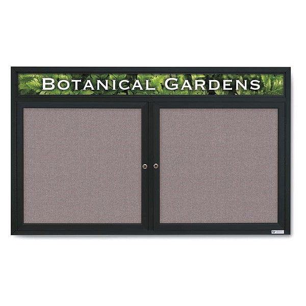 Corkboard, Hdr, Fbrc, Blk/Surf, 2 Dr, 60x36"