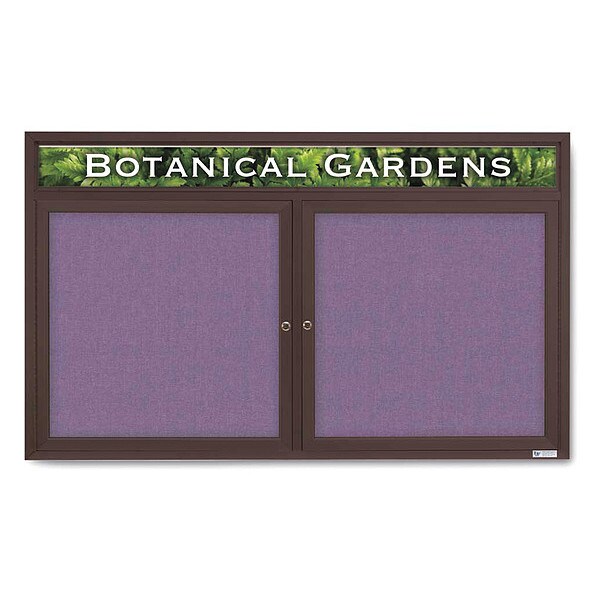 Corkboard, Hdr, Fbrc, Brnz/Amth, 2 Dr, 60x36"