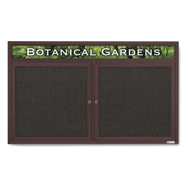 Corkboard, Hdr, Fbrc, Brnz/Blk, 2 Dr, 60x36"