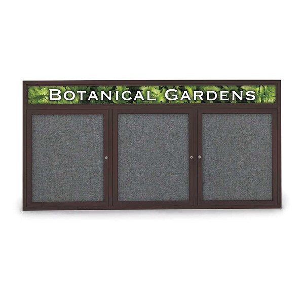 Corkboard, Hdr, Fbrc, Brnz/Gry, 3 Dr, 72x36"