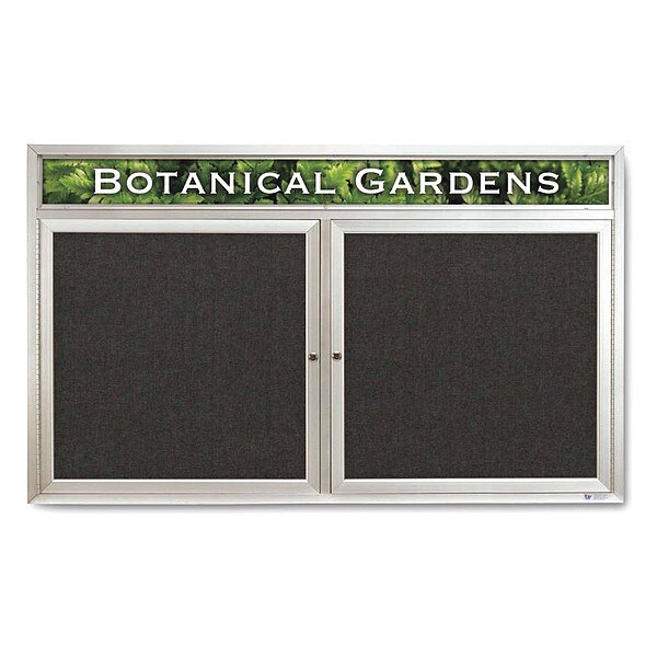 Corkboard, Hdr, Fbrc, 2 Dr, Satin/Blk, 60x36"