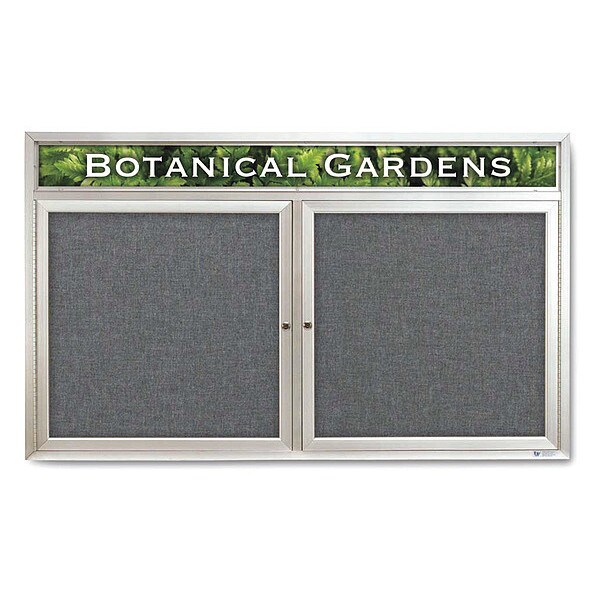 Corkboard, Hdr, Fbrc, 2 Dr, Satin/Gry, 60x36"