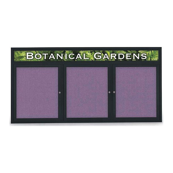 Corkboard, Hdr, Fbrc, 3 Dr, 72x36", Blk/Amthy