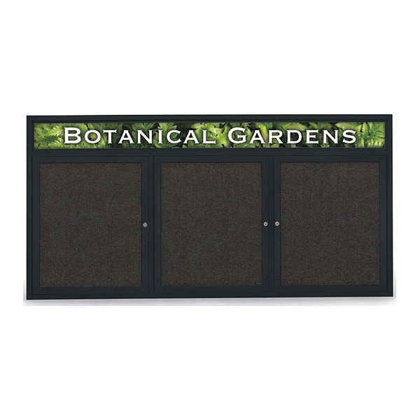 Corkboard, Header, Fabrc, Blk, 3 Door, 72x36"
