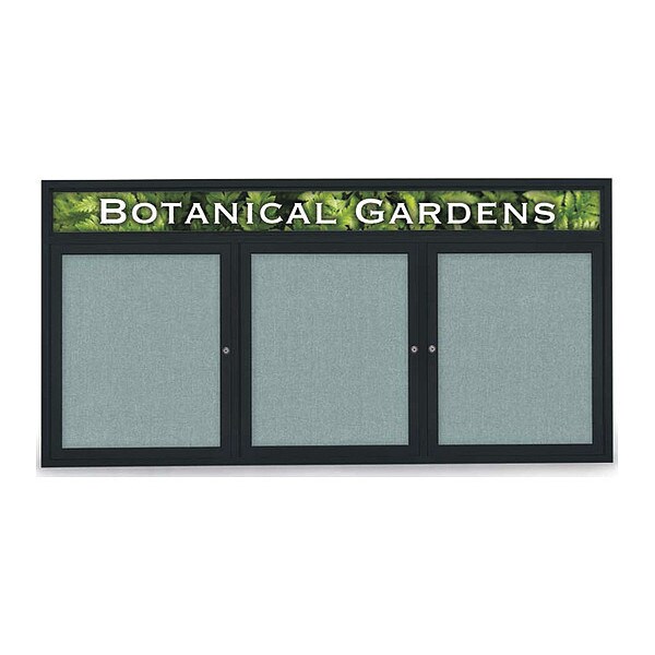 Corkboard, Headr, Fbrc, Blk/Cld, 3 Dr, 72x36"