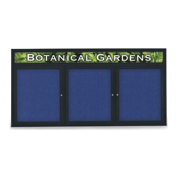 Corkboard, Hdr, Fbrc, Blk/Cobac, 3 Dr, 72x36"