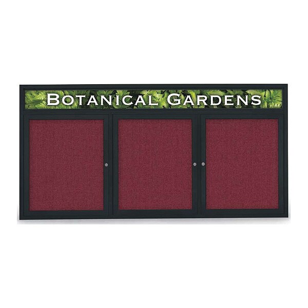 Corkboard, Hdr, Fbrc, Blk/Burg, 3 Dr, 72x36"
