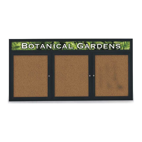 Corkboard, Header, Blk, Forbo, 3 Door, 72x36"