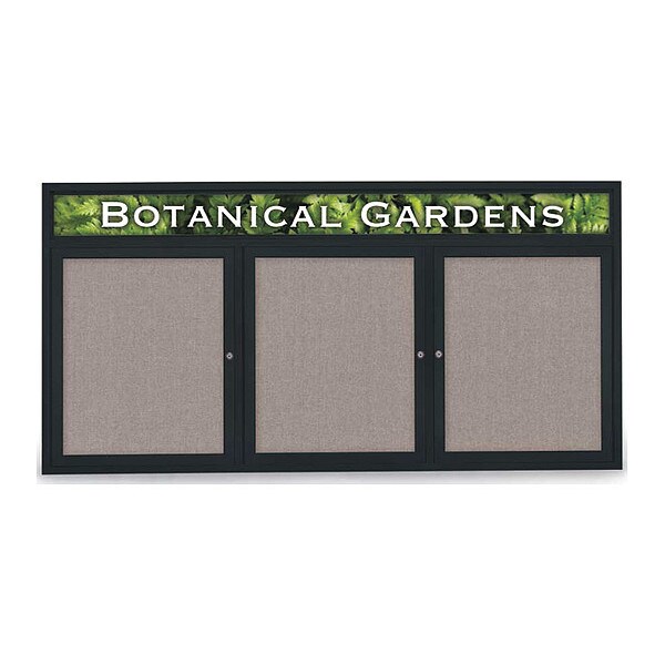 Corkboard, Headr, Fbrc, Blk/Prl, 3 Dr, 72x36"