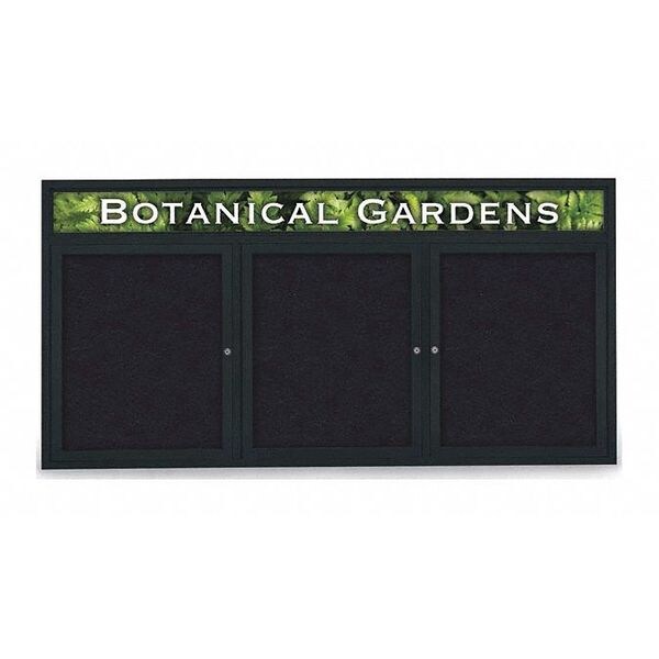 Corkboard, Header, Blk, Rubber, 3 Dr, 72x36"