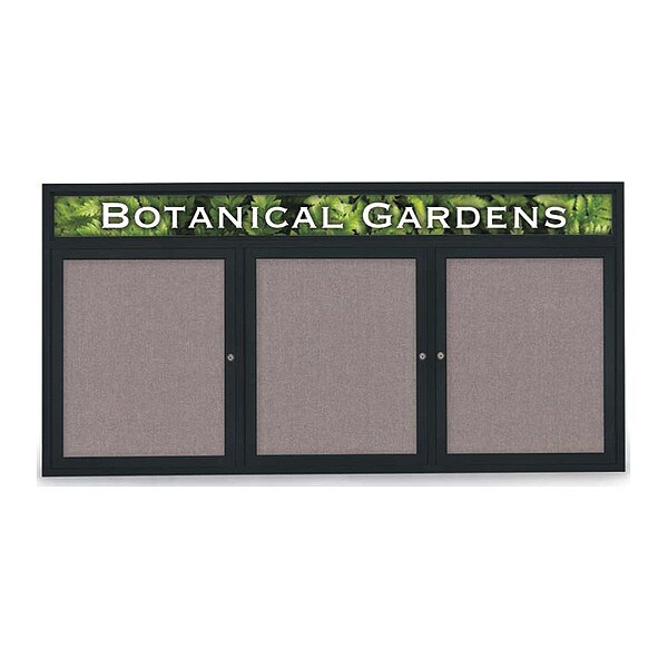 Corkboard, Hdr, Fbrc, Blk/Surf, 3 Dr, 72x36"