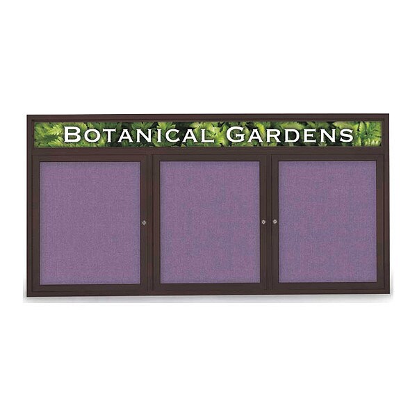 Corkboard, Hdr, Fbrc, Brnz/Amth, 3 Dr, 72x36"