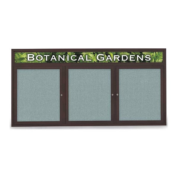 Corkboard, Hdr, Fbrc, Brnz/Cld, 3 Dr, 72x36"