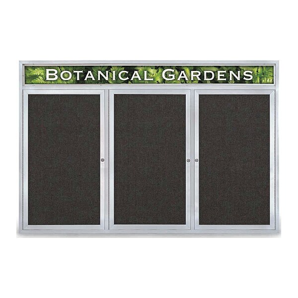 Corkboard, Hdr, Fbrc, 3 Dr, Satin/Blk, 72x48"