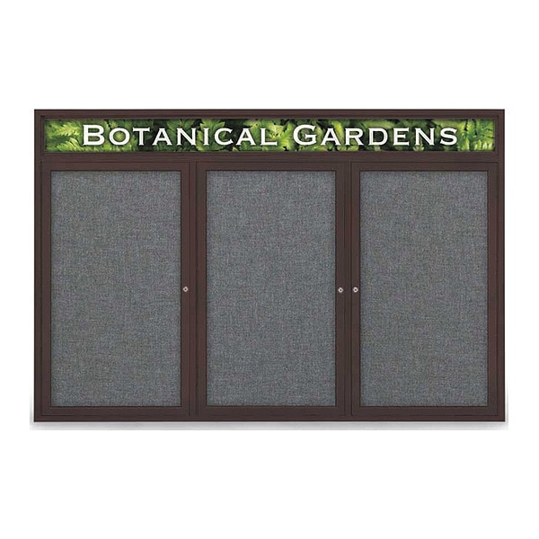 Corkboard, Hdr, Fbrc, Brnz/Gry, 3 Dr, 72x48"