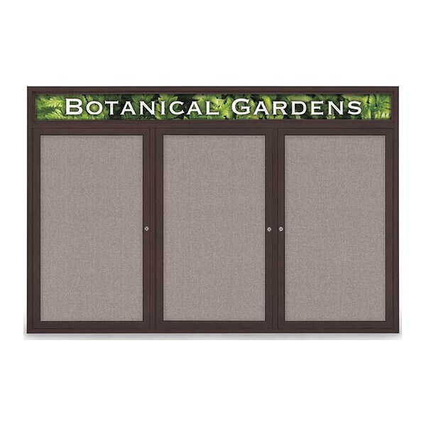 Corkboard, Hdr, Fbrc, Brnz/Prl, 3 Dr, 72x48"