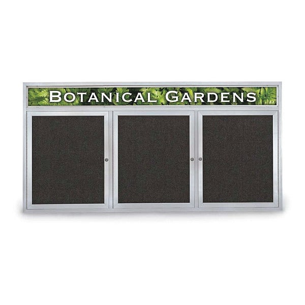 Corkboard, Headr, Fbrc, 3 Dr, Stn/Blk, 72x36"