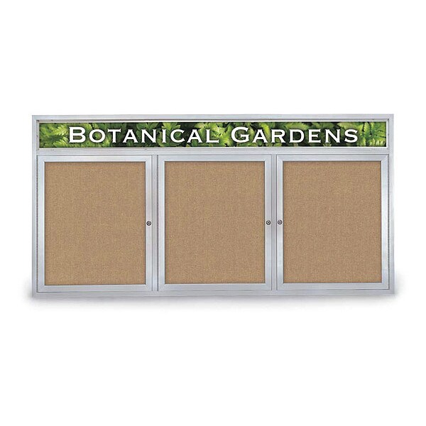 Corkboard, Headr, Fbrc, 3 Dr, Stn/Bff, 72x36"