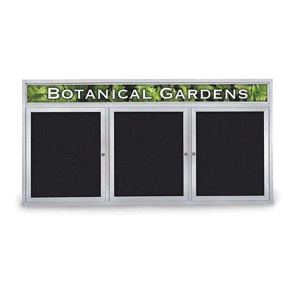 Corkboard, Header, Rubber, 3 Door, 72 x 36"