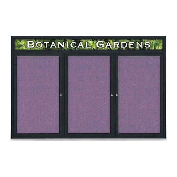 Corkboard, Hdr, Fbrc, 3 Dr, 72x48", Blk/Amthy