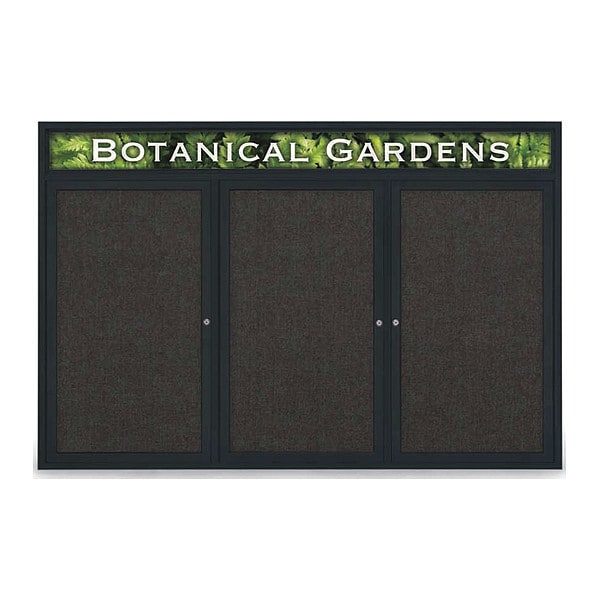 Corkboard, Header, Fabrc, Blk, 3 Door, 72x48"