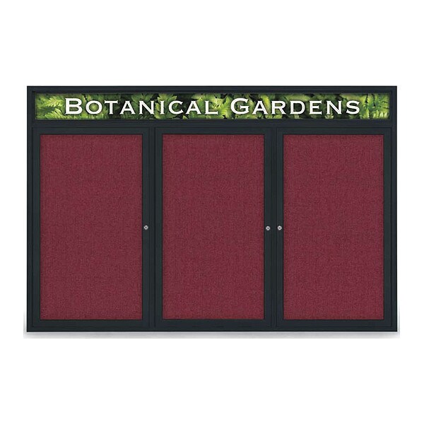 Corkboard, Hdr, Fbrc, Blk/Burg, 3 Dr, 72x48"