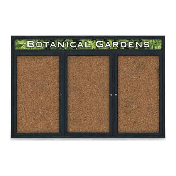 Corkboard, Header, Blk, Forbo, 3 Door, 72x48"