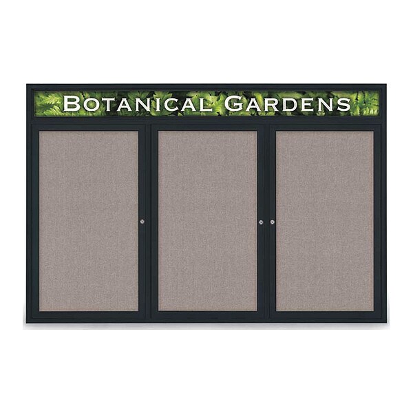 Corkboard, Headr, Fbrc, Blk/Prl, 3 Dr, 72x48"