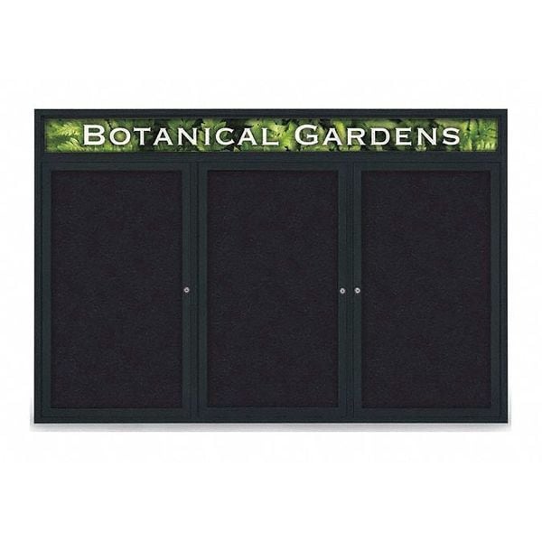 Corkboard, Header, Blk, Rubber, 3 Dr, 72x48"