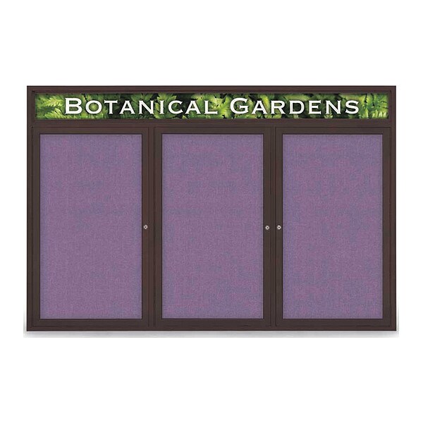 Corkboard, Hdr, Fbrc, Brnz/Amth, 3 Dr, 72x48"