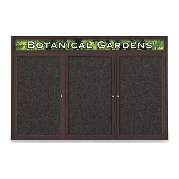 Corkboard, Hdr, Fbrc, Brnz/Blk, 3 Dr, 72x48"