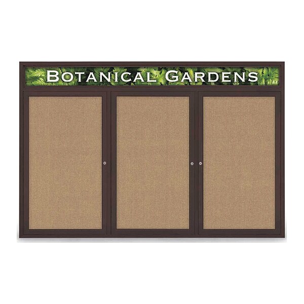 Corkboard, Hdr, Fbrc, Brnz/Buff, 3 Dr, 72x48"