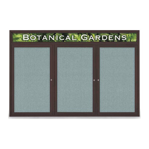 Corkboard, Hdr, Fbrc, Brnz/Cld, 3 Dr, 72x48"