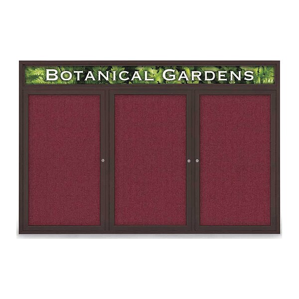 Corkboard, Hdr, Fbrc, Brnz/Burg, 3 Dr, 72x48"