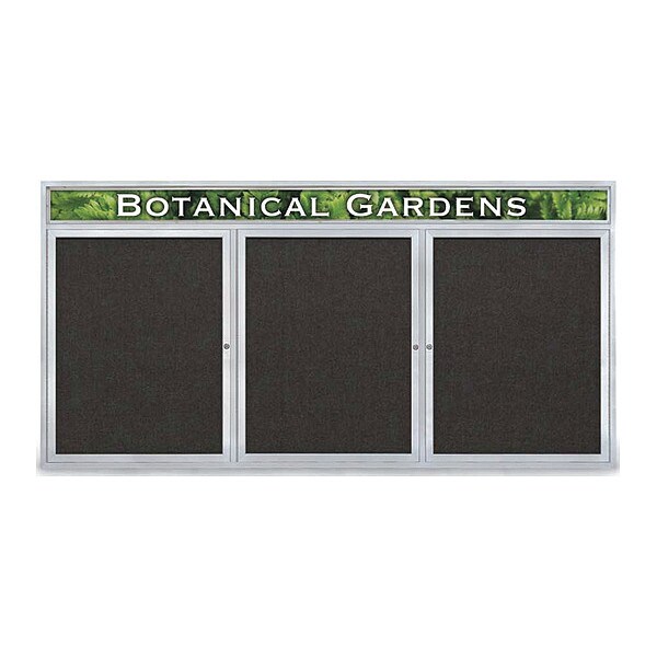 Corkboard, Fabric, 3 Door, Satin/Blk, 96x48"
