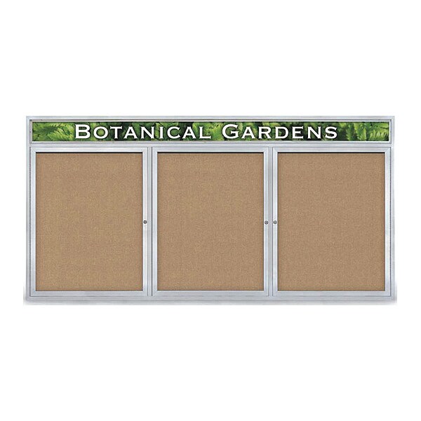 Corkboard, Fabric, 3 Door, Satin/Bff, 96x48"
