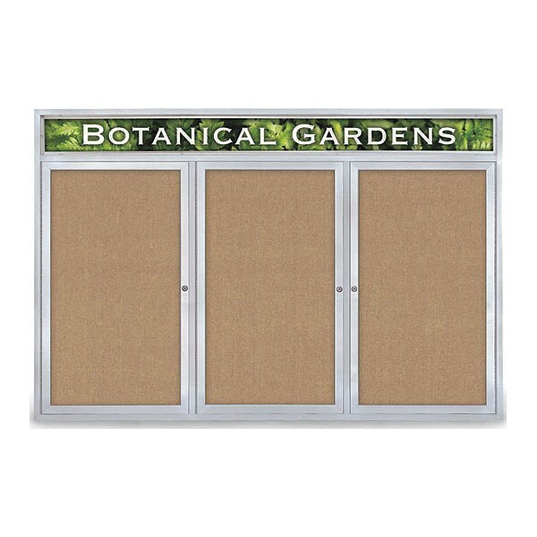 Corkboard, Hdr, Fbrc, 3 Dr, Satin/Bff, 72x48"