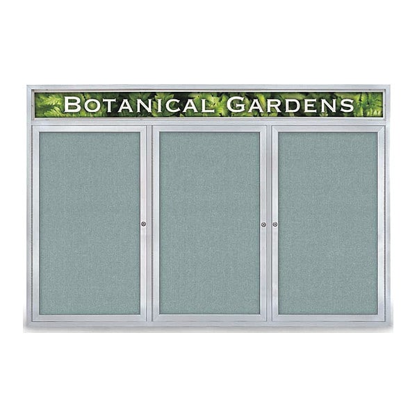 Corkboard, Hdr, Fbrc, 3 Dr, Satin/Cld, 72x48"